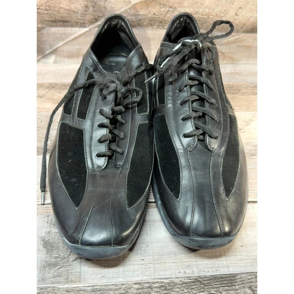 Gucci Leather Low Trainer Black Suede Sneakers 111 6107 Size 9D Made in Italy